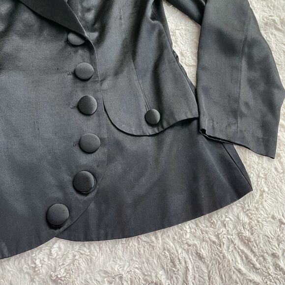 Sue Wong Studio satin blazer black asymmetrical vintage 80s 90s jacket cocktail - Picture 10 of 17